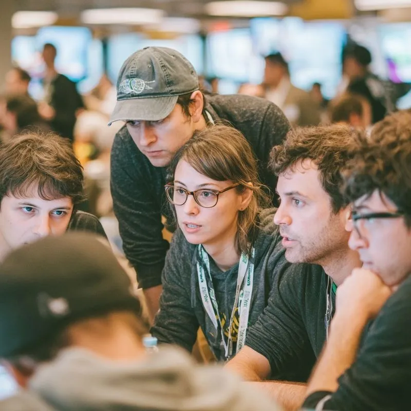 Developers working during a bitcoin hackathon
